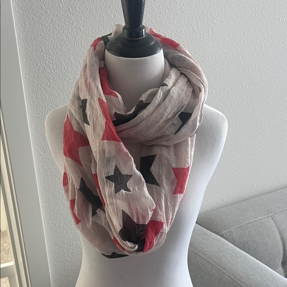 Stylish Red and Black Star Scarf